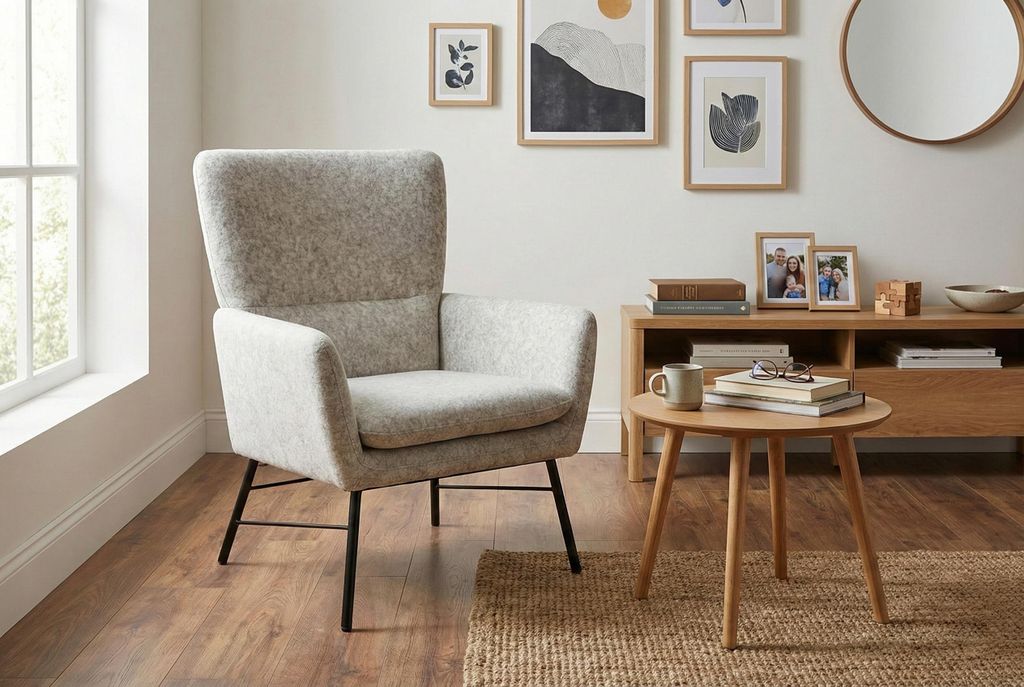 Moderner Sessel Breeze grau Polstersessel mit Metallbeinen für Wohnzimmer & Schlafzimmer
