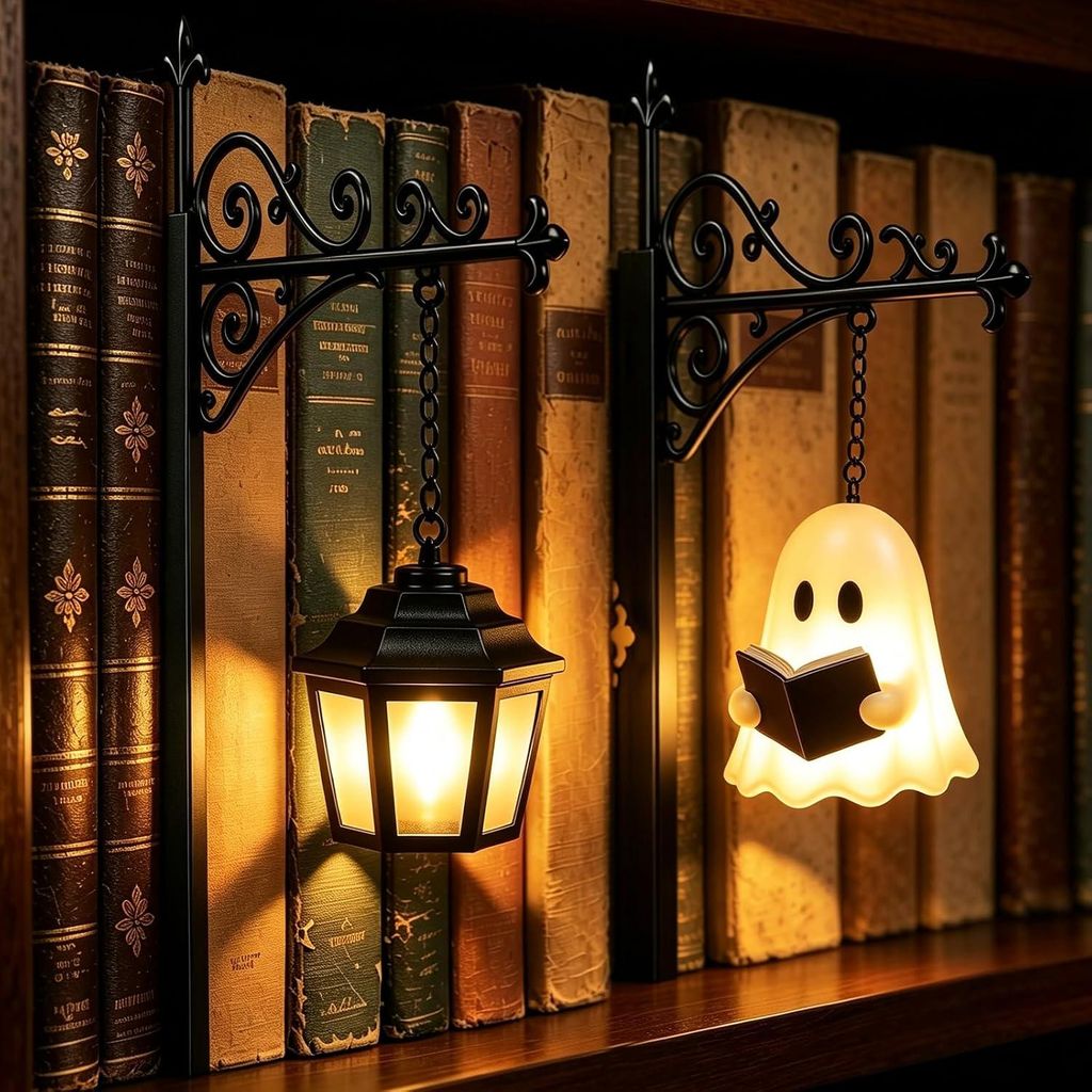 2 Stück Bücherregal Lampe, Halloween Deko Ghosts Bookshelf Produktbild 