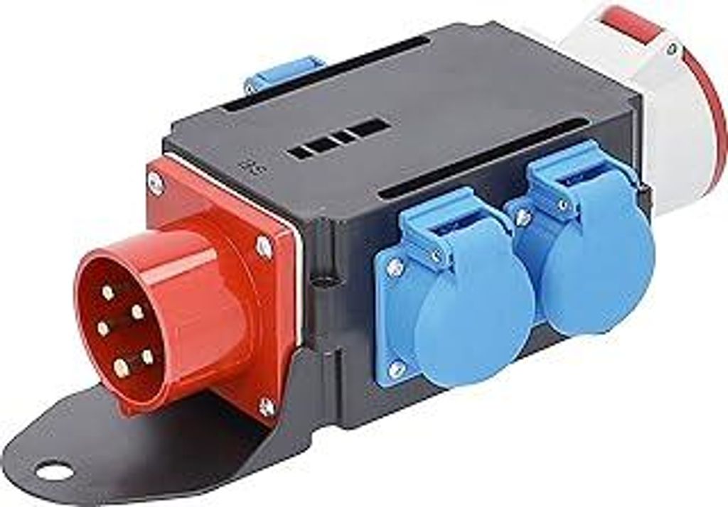 as - Schwabe MIXO Starkstromverteiler – CEE-Stecker 400V/16A/5-polig, ca. 11 kW - Stromadapter - 3 x Schuko, 1x CEE Steckdose 400 V, 16 A, 5-poli...