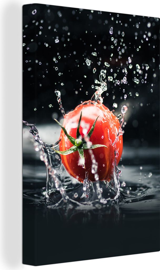 OneMillionCanvasses - Leinwandbilder - 90x140 cm, Tomate - Gemüse - Stilleben - Wasser - Rot, Wandbilder Kunstdruck Wanddekoration - Foto auf Le...