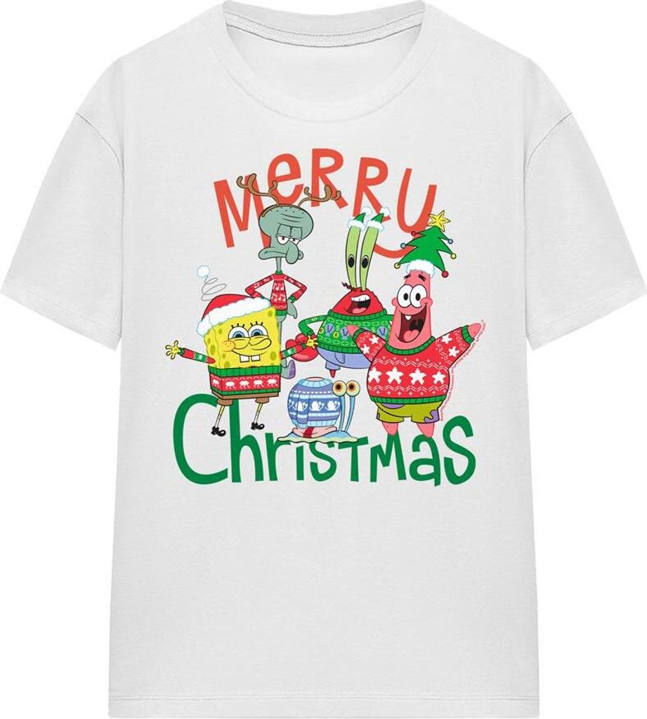 SpongeBob SquarePants - "Merry Christmas" T-Shirt für Herren/Damen Uni TV15994 (L) (Weiß)