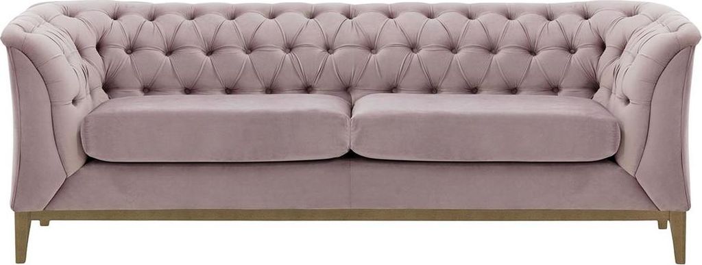 2,5-Sitzer Sofa Chesterfield Modern Wood-Velluto 14-oak wax black