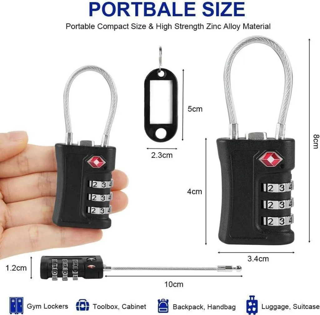 Serrure TSA anti-vol à 3 chiffres pour sécuriser vos valises - Pack de 2 - 2