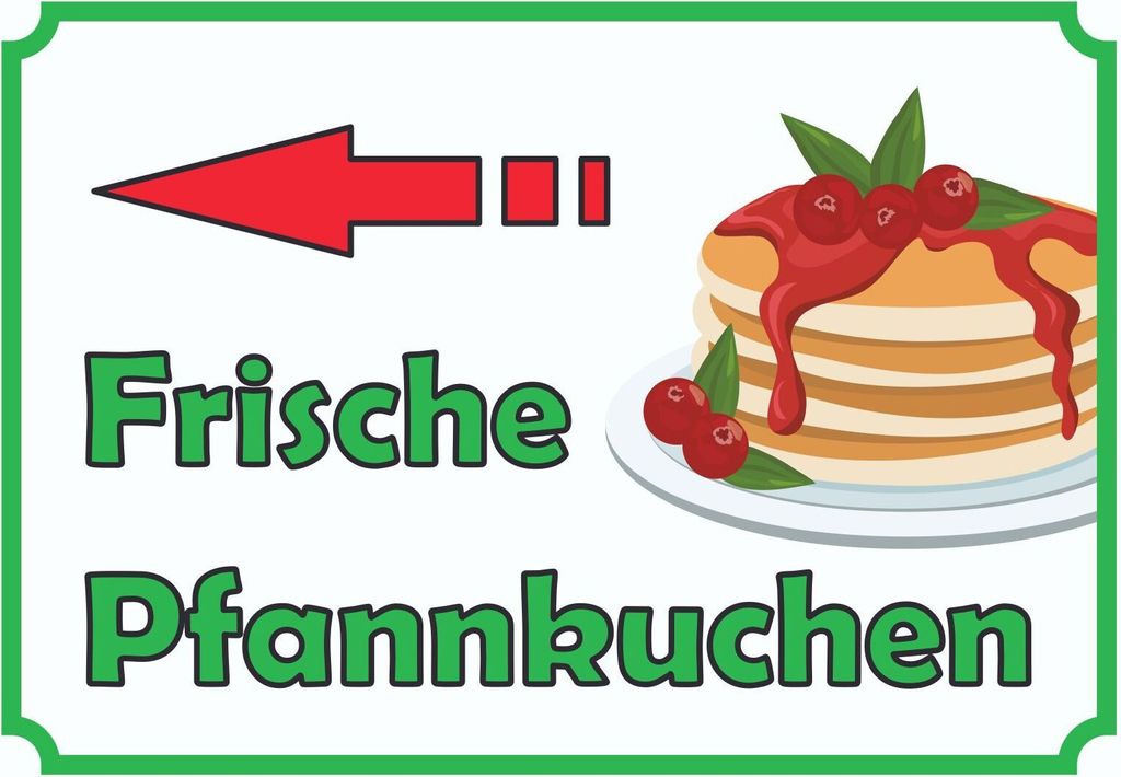 Frische Pfannkuchen Schild mit Pfeil links A0 (841x1189mm)