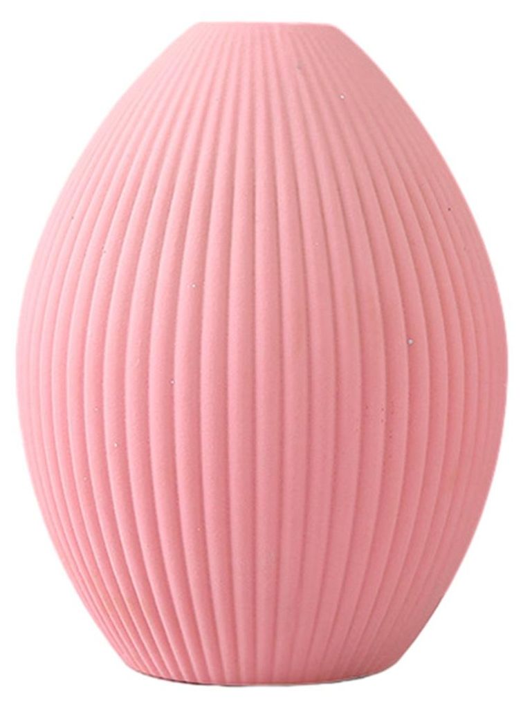 Kleine, moderne Keramikvase für frische/künstliche Blumen, gerippte, dekorative Landhausvase mit gewelltem Rand, ideal als Tischdekoration für W...