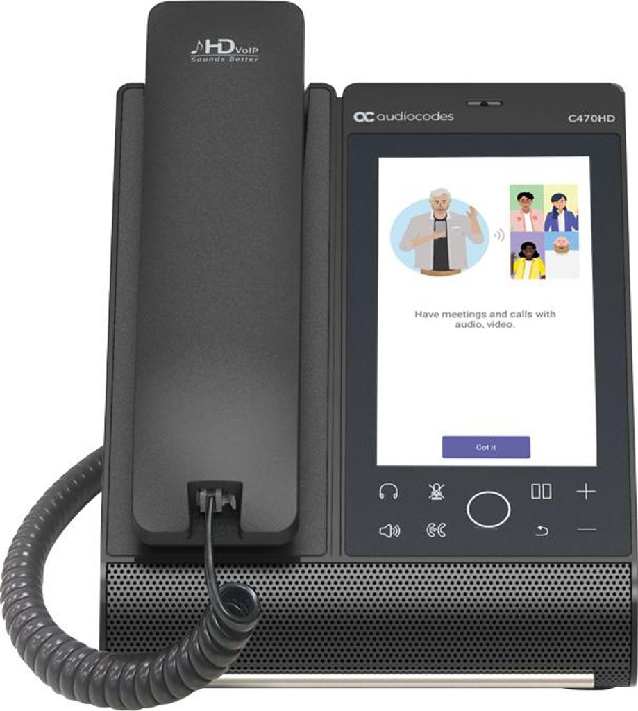 AudioCodes C470HD, IP-Telefon, Schwarz, Kabelgebundenes Mobilteil, Tisch/Bank, Android, TFT