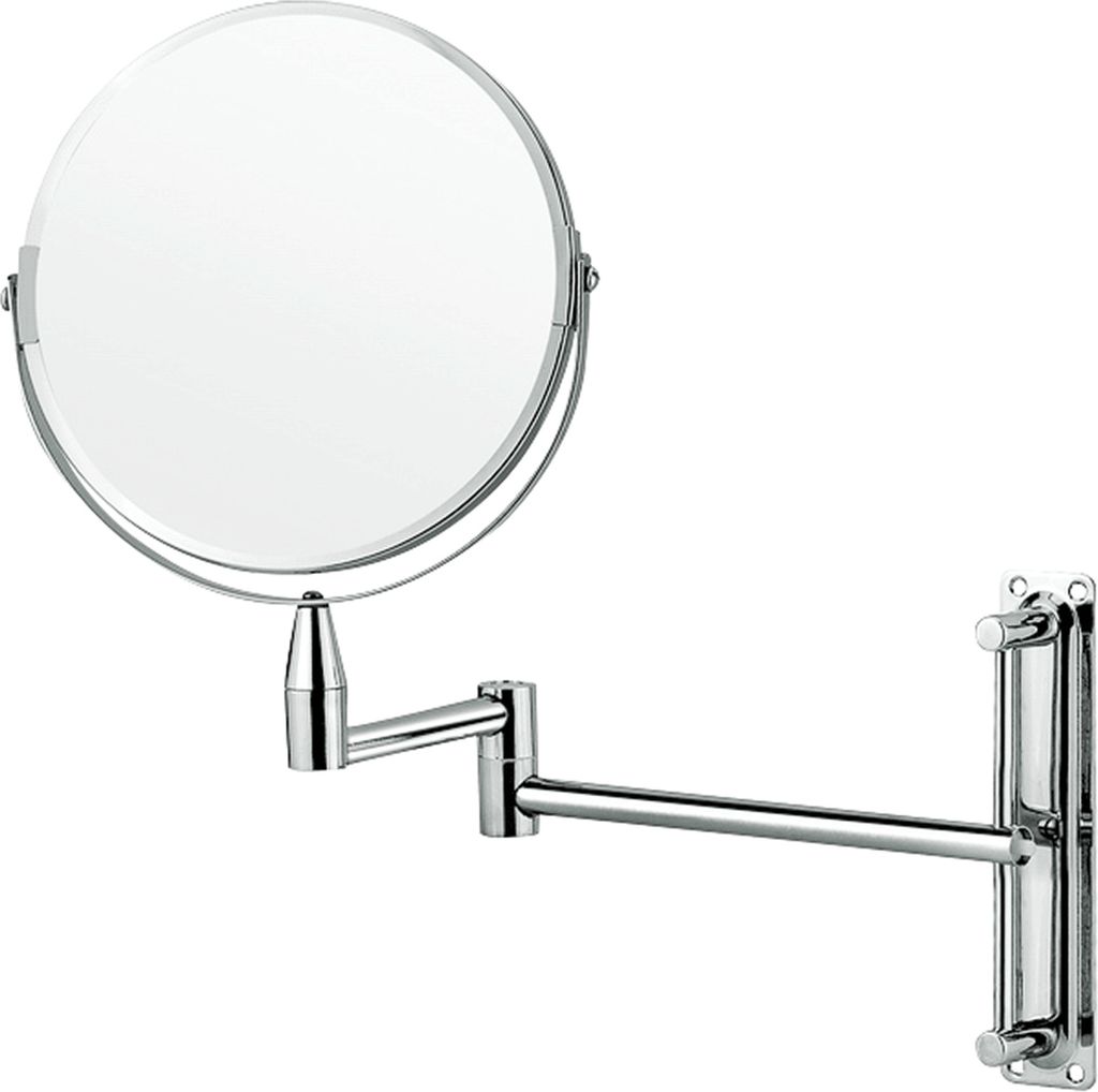 Kosmetikspiegel zur Wandmontage ø 20 cm, 1x und 3x Vergrößerung, verchromt, silber
