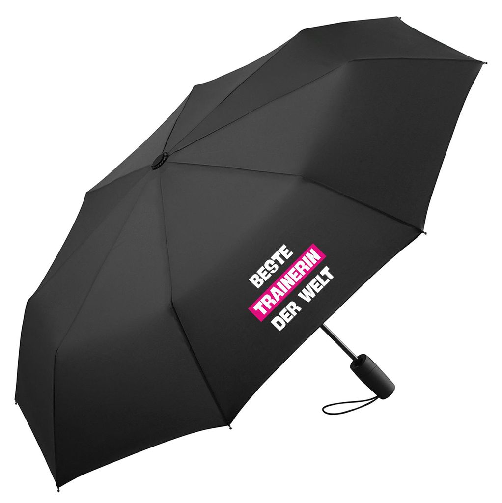Huuraa Regenschirm Beste Trainerin der Welt 98cm Schwarz Sturmfest Taschenschirm Geschenkidee