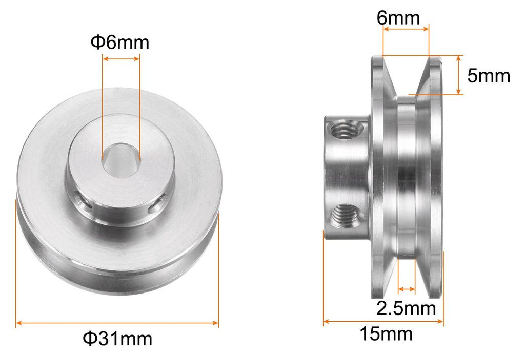 V-Typ Riemenscheibe Keilriemenscheibe Umlenkrolle 6mm Bohrung 31mm Au?endurchm Einzeln Rille Aluminum Legierung fš¹r 3-5MM PolyurethanRunde Gš¹...
