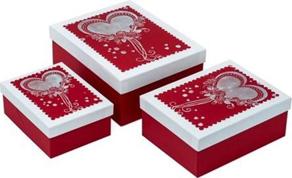 Set mit Puderdosen „Valentine’s Day“ rot mit weiß (3)