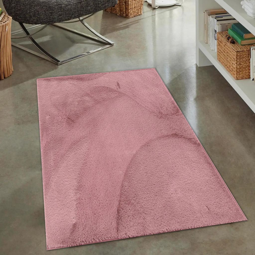 Teppich berry Hasenfell-Optik elegant weich mit feinem Schimmer modern Größe - 60 x 110 cm