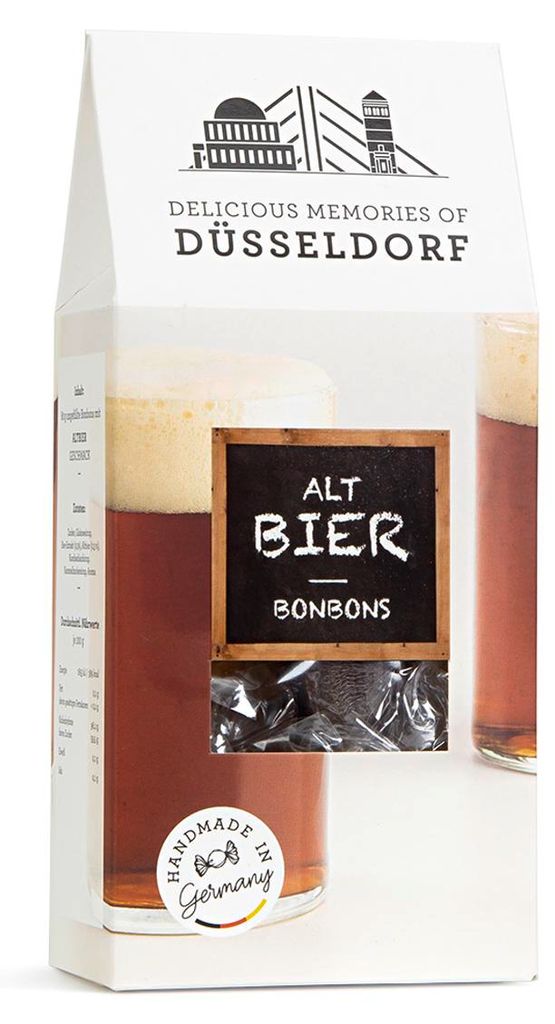 Edel Bonbons mit Altbier Bier Geschmack in einer Giebelbox Produktbild 