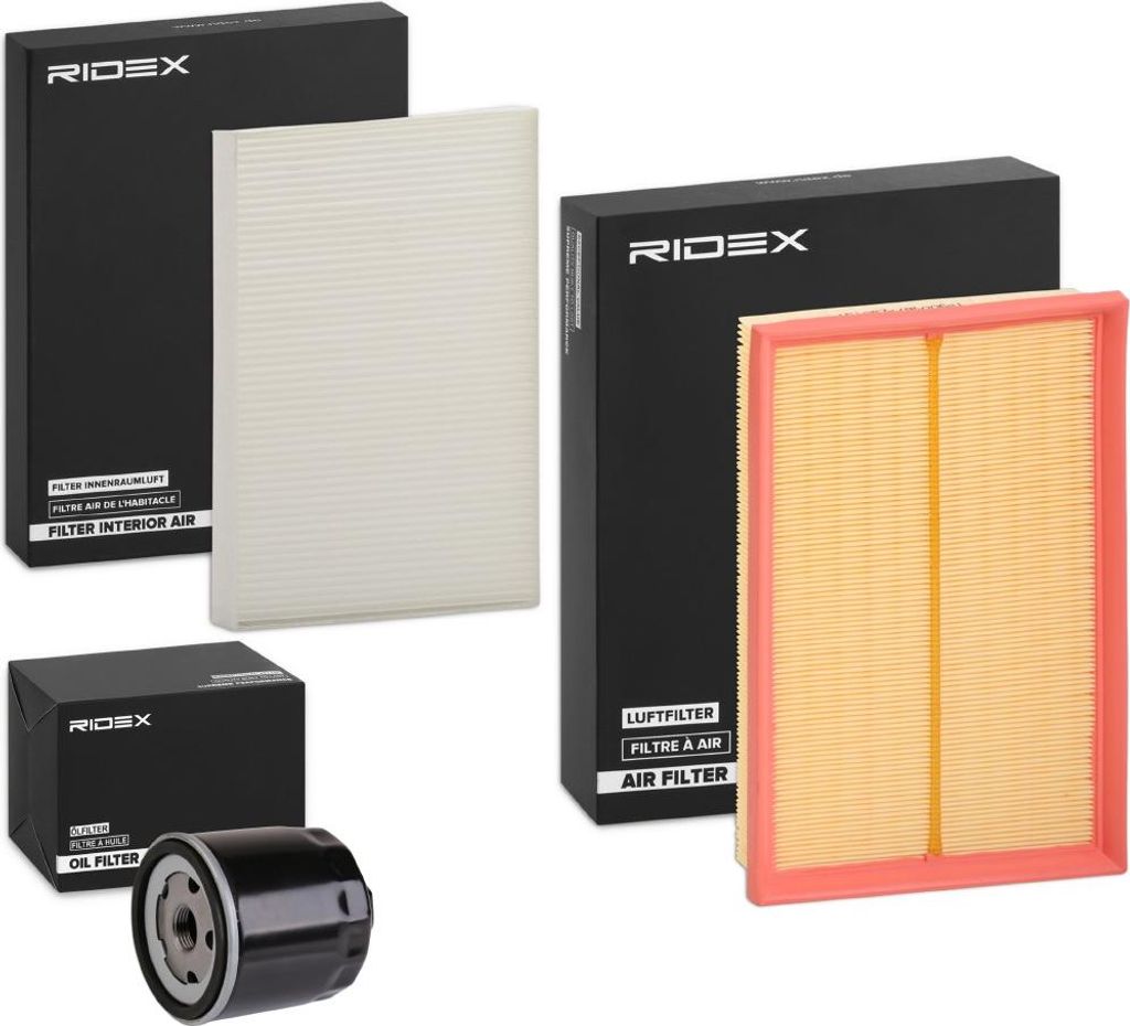 RIDEX Filterset Inspektionspaket Filtersatz für VW Golf IV Schrägheck (1J1) POLO (9N) Golf IV Variant (1J5) Caddy III Kastenwagen (2KA, 2KH, 2CA,...