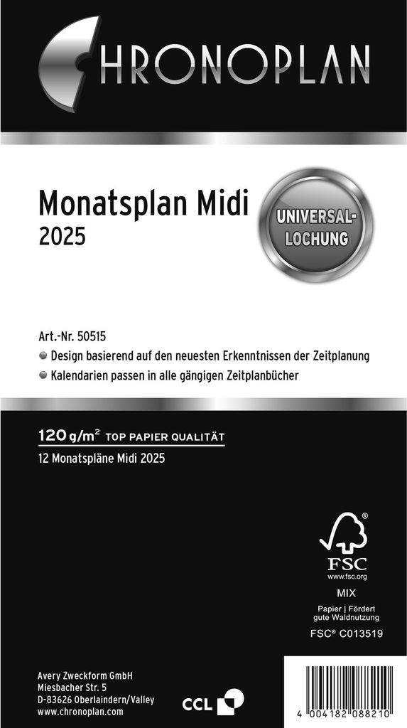 CHRONOPLAN 50515 Monatsplan Midi 2025