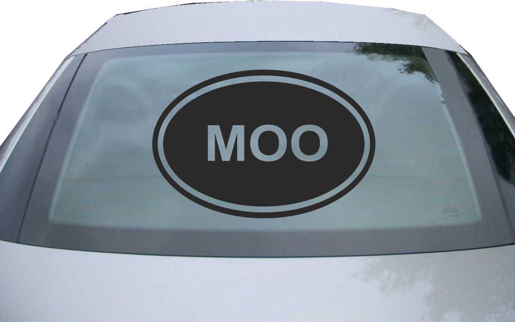 Indigos UG - Aufkleber Heckscheibe & Motorklappe DE2357 - schwarz - 600x400 mm - MOO Sticker Cow Farm Animal Love Funny Car Vinyl - Auto Scheiben F...