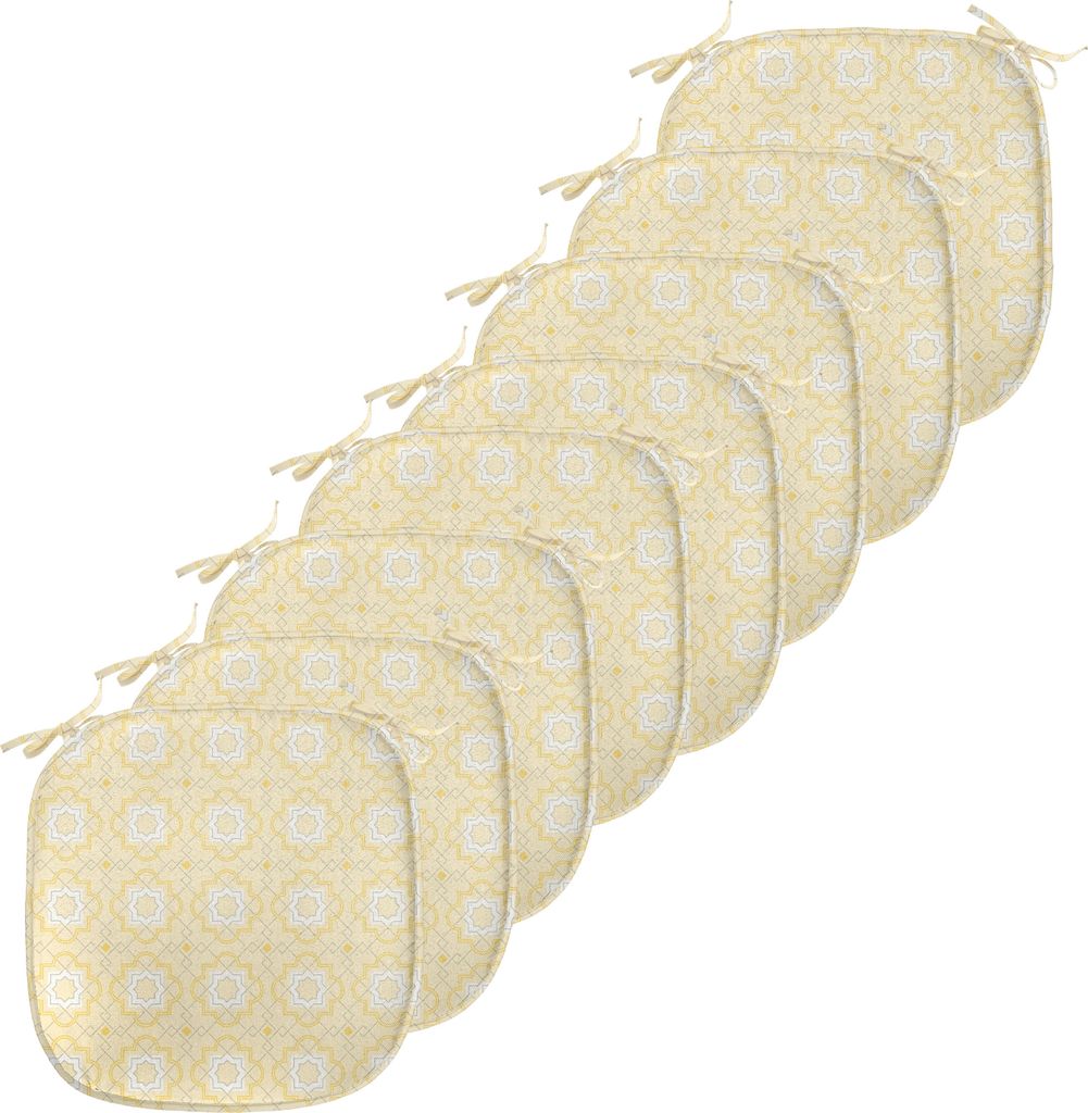 ABAKUHAUS Quatrefoil Polster für Esszimmerstühle, Lattice girih, Dekoratives wasserfestes Kissen mit Riemen für Küchensitze, 40 cm x 40 cm-8er ...