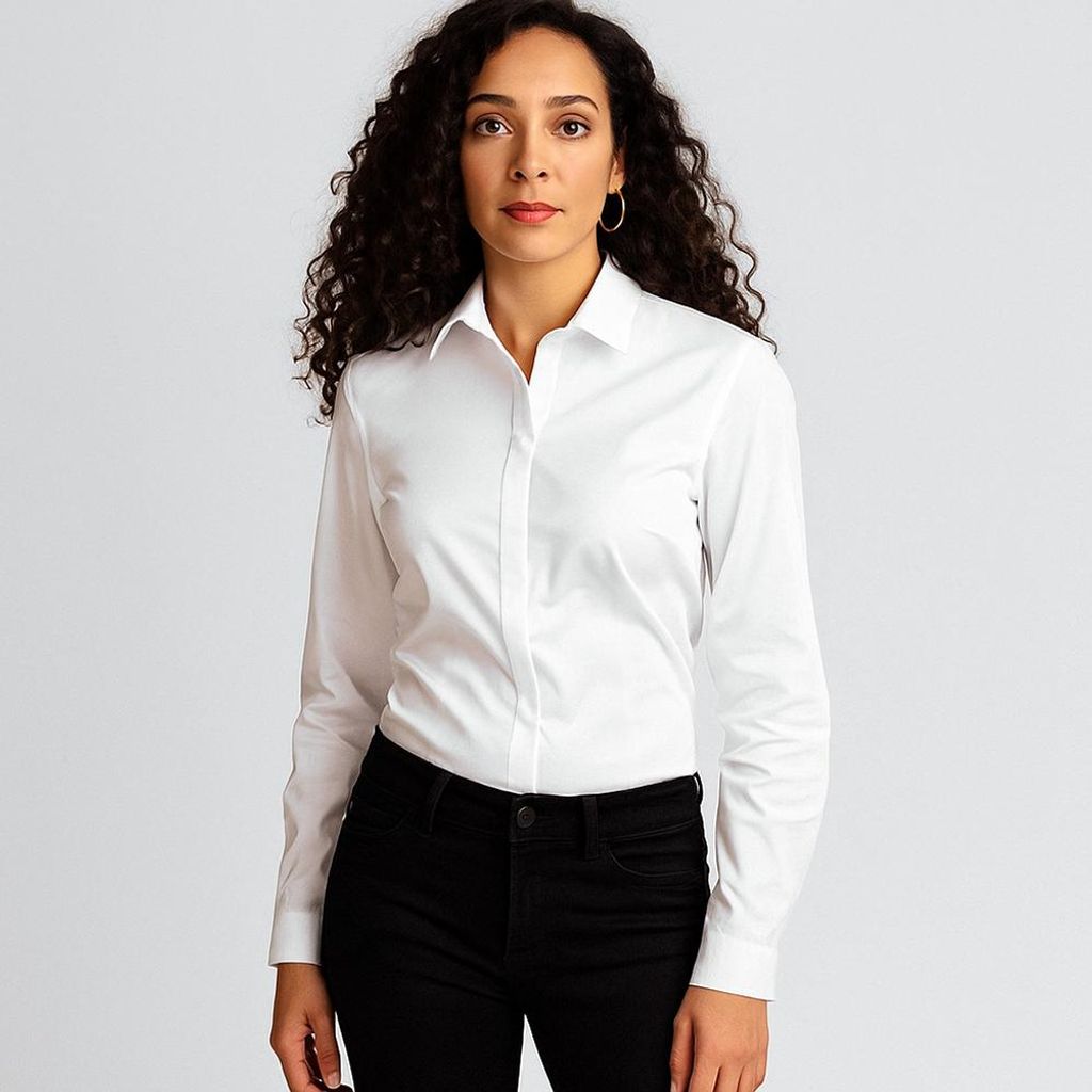 Damen Smokingbluse langarm weiß Gr. 38 : 38 : weiß : 60% Produktbild 