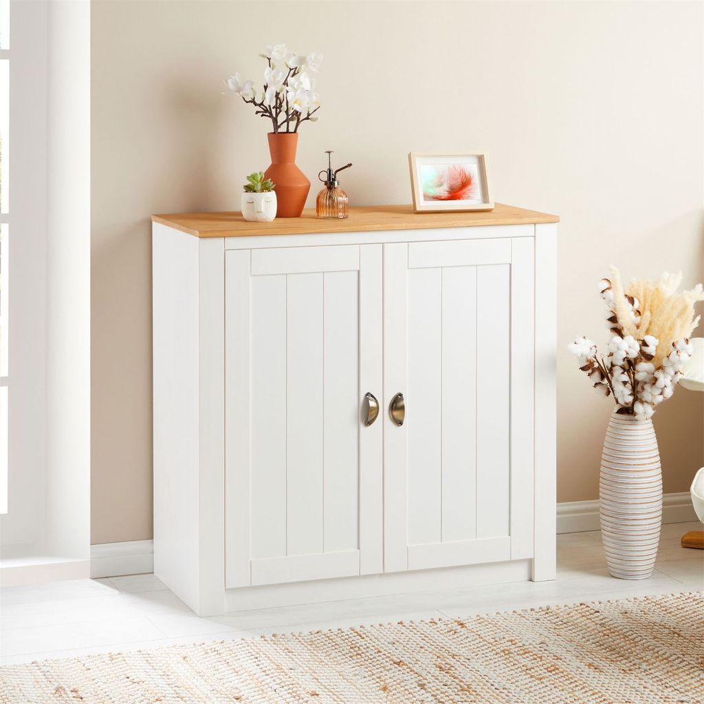 Kommode BOLTON aus Kiefer in weiß/braun, Sideboard mit 2 Produktbild 