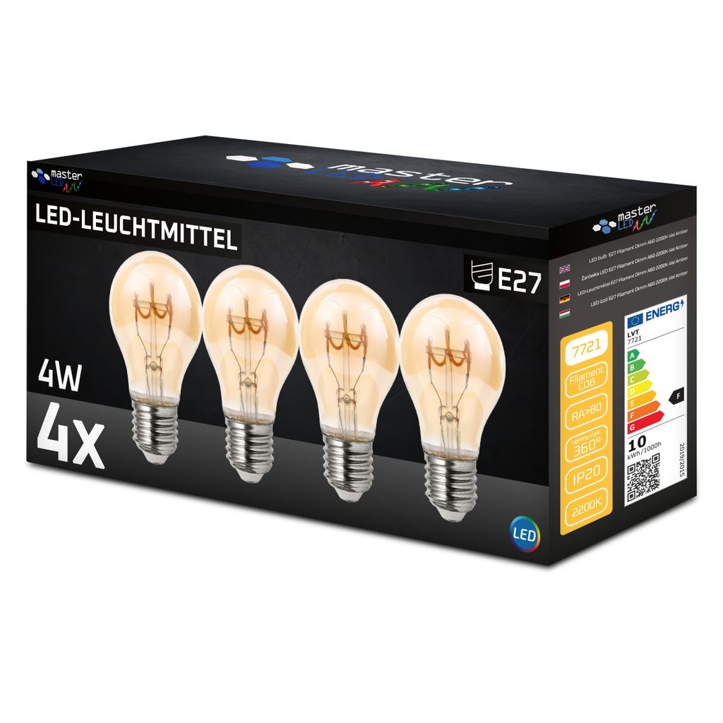 MasterLED E27 A60 Filament LED - 4W 400lm - Leuchtmittel - Produktbild 