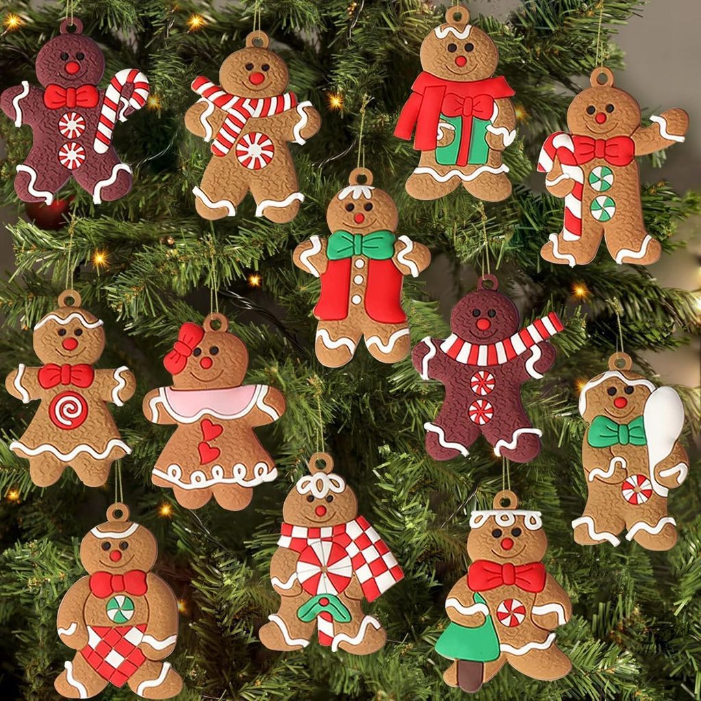 12pcs Christmas Ornaments Lebkuchenmann Weihnachtsschmuck Produktbild 