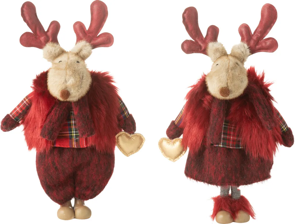 Décoration de Noël Renne J-Line Rouge - Parfait pour Salon et Buffet
