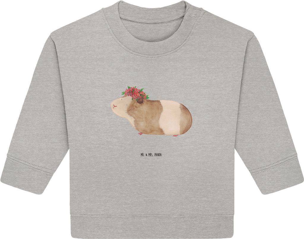 Mr. & Mrs. Panda Organic Baby Pullover Meerschweinchen Weisheit 6. - 12. Monat - Heather Grey - Geschenk, Lustige Sprüche, Wunderland, Spruch, Mot...