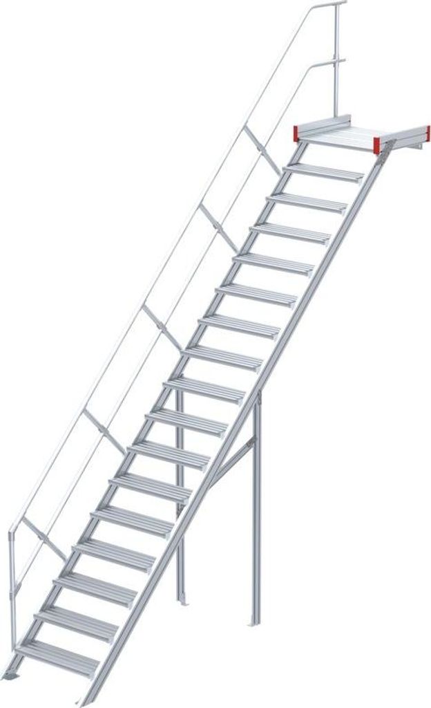 Euroline 511 Podesttreppe 45° 1000mm Stufenbreite 17 Stufen Alu gerieft