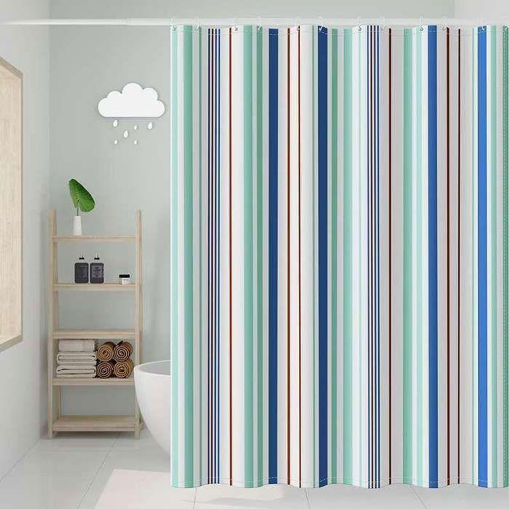 Duschvorhang – wasserdicht und schimmelresistent – Polyester – mit Haken, maschinenwaschbar – 100 x 180 cm – bunte Streifen