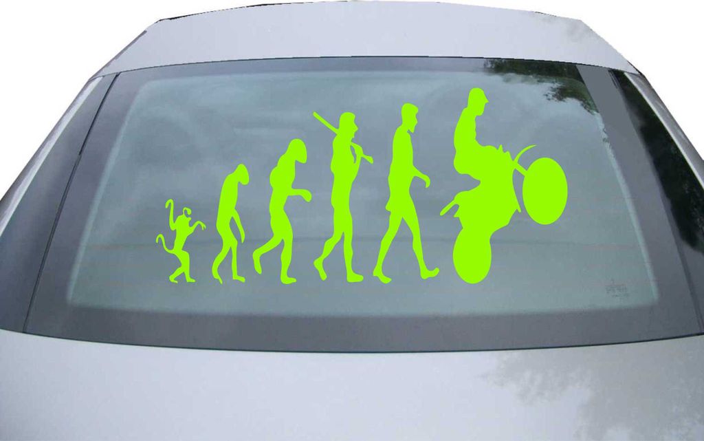 Indigos UG - Aufkleber Heckscheibe & Motorklappe DE6286 - neongrün - 600x285 mm - human evolution - Auto Scheiben Fenster Heckklappe Tuning Racing...