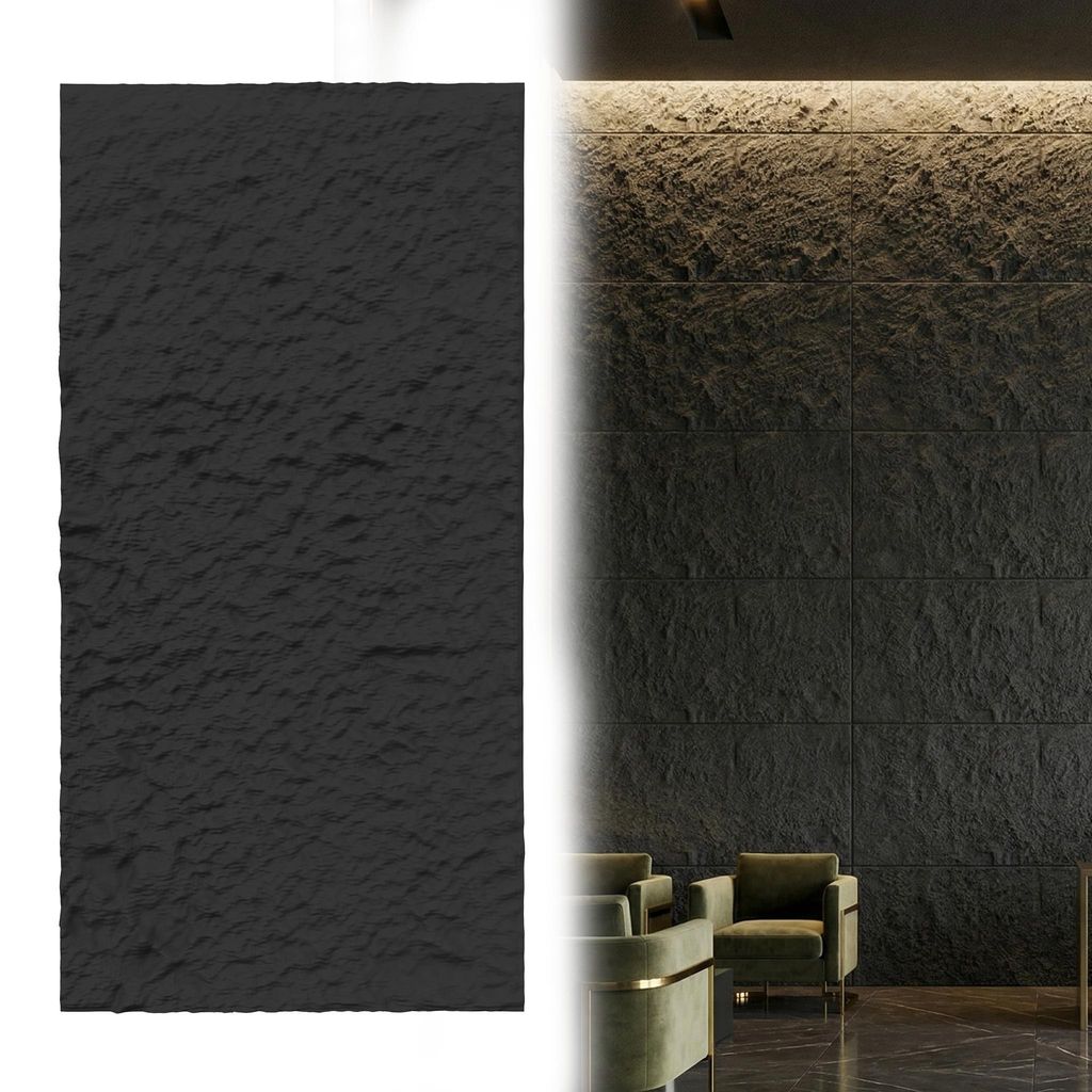 TRMLBE 2 Stück 120x60 cm PolyurethanPaneele Wand Steinoptik Panel wand Paneele Wandverkleidung Wasserdicht & schimmelresistent, Modell A Graphitsc...