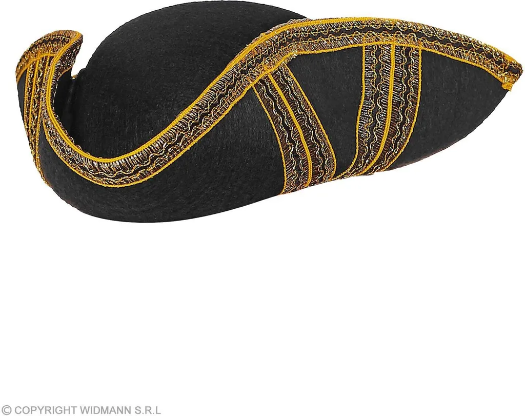 Cappello Nobile del '700 in Feltro Nero e Oro - Tricorno da Cerimonia