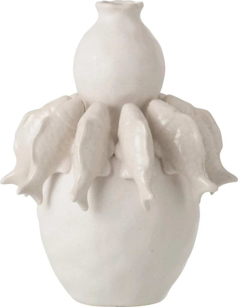 Vase en Céramique Blanche Forme Poisson J-Line - Petit Objet Déco Chic