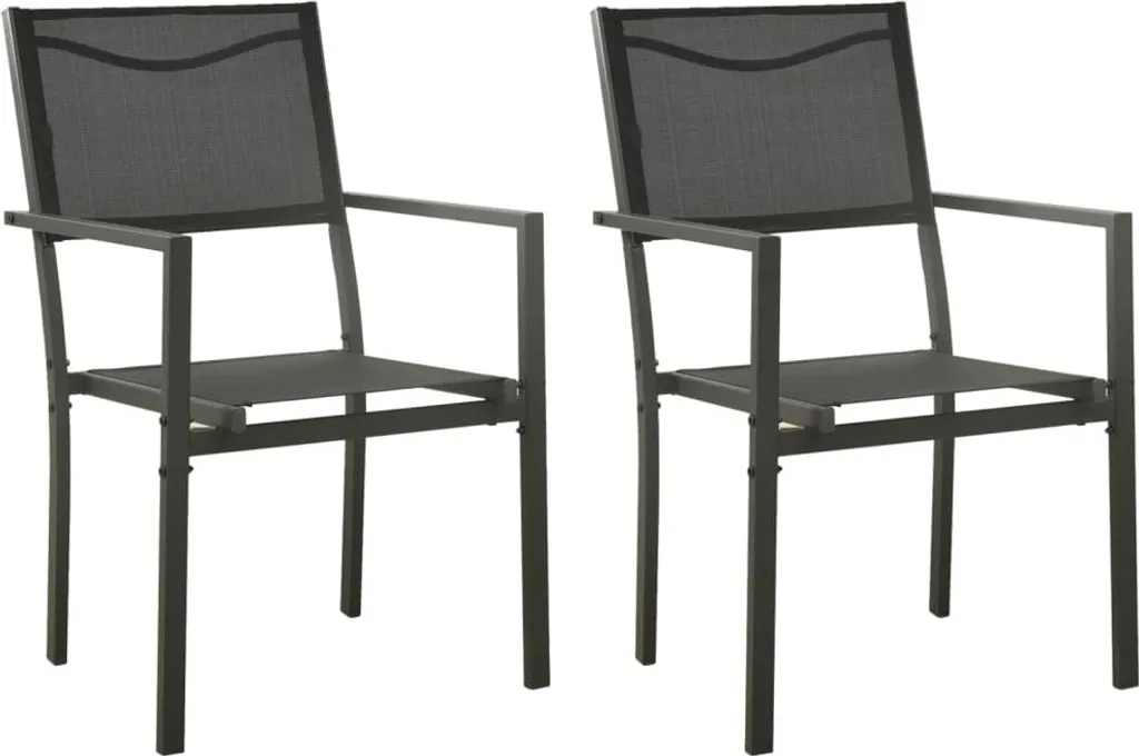 Set 2 Sedie da Giardino in Acciaio e Textilene Antracite | Offerta