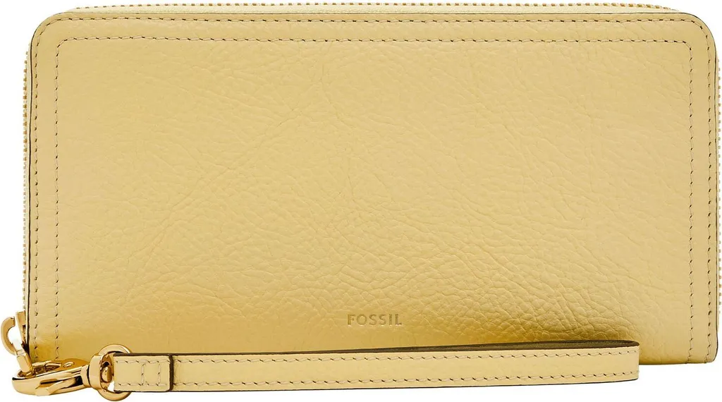 FOSSIL Logan RFID Zip Around Clutch Daze Jaune Clair - Porte-monnaie Chic