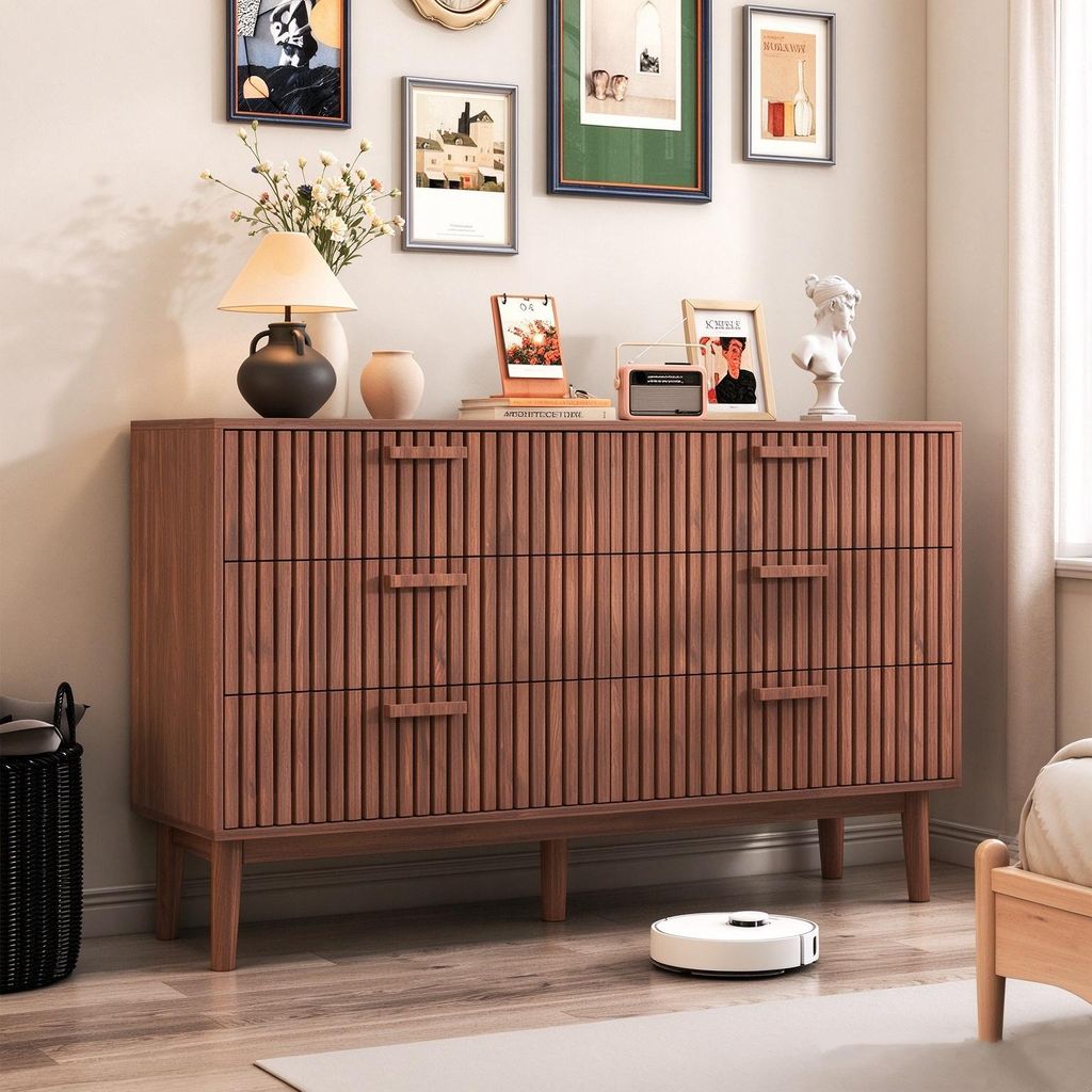 Comodino INONEFT con 6 cassetti in rattan, 100x34x73 cm, Immagine del prodotto 