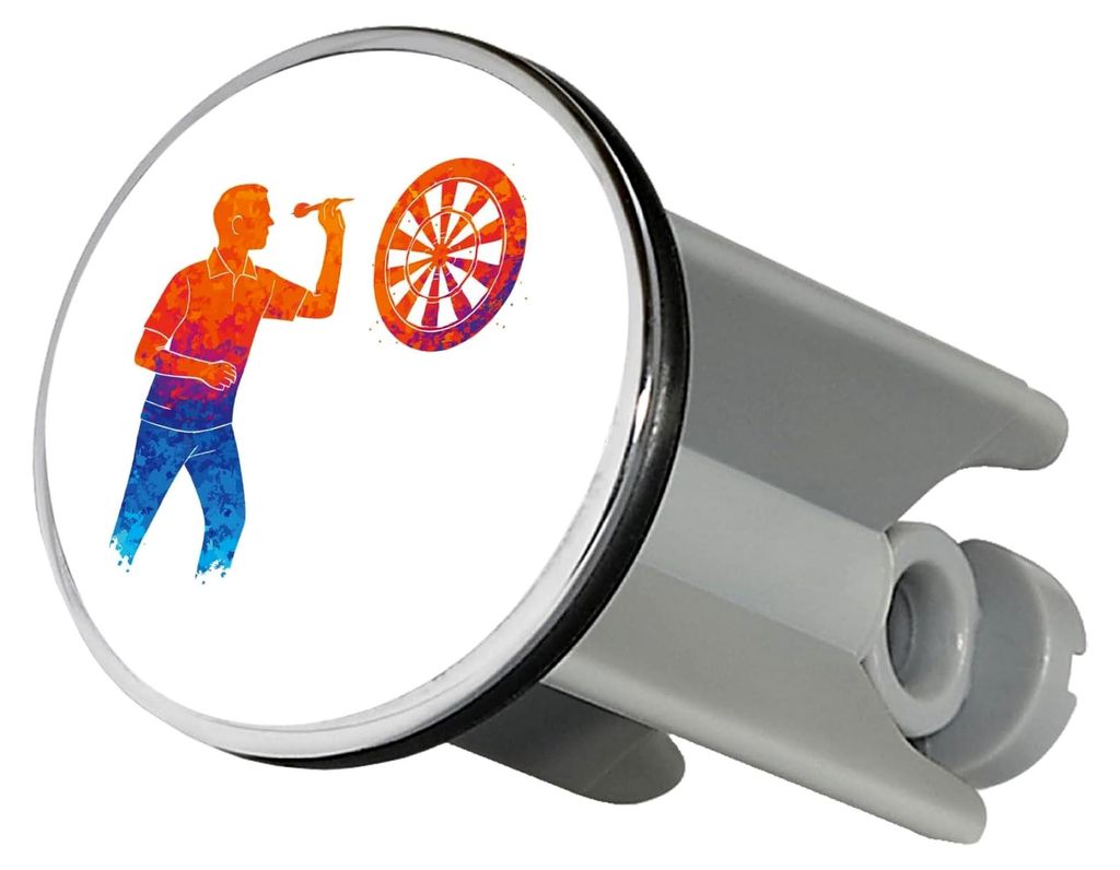 Waschbeckenstöpsel Darts Bunte Silhouette 4cm für Abflussstopfen