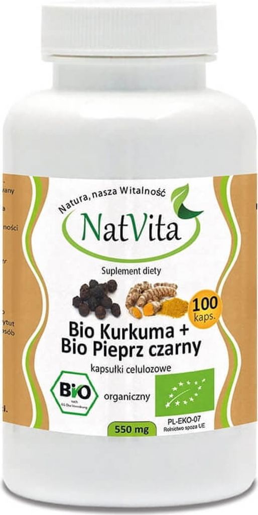 Kurkuma +schwarzer Pfeffer (Piperin) 550mg 100 NATVITA Kapseln