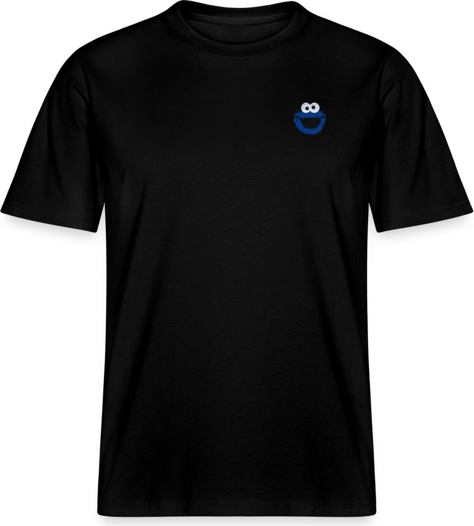 Spreadshirt Sesamstraße Stick Krümelmonster Relaxed Fit Uni T-Shirt, S, Schwarz