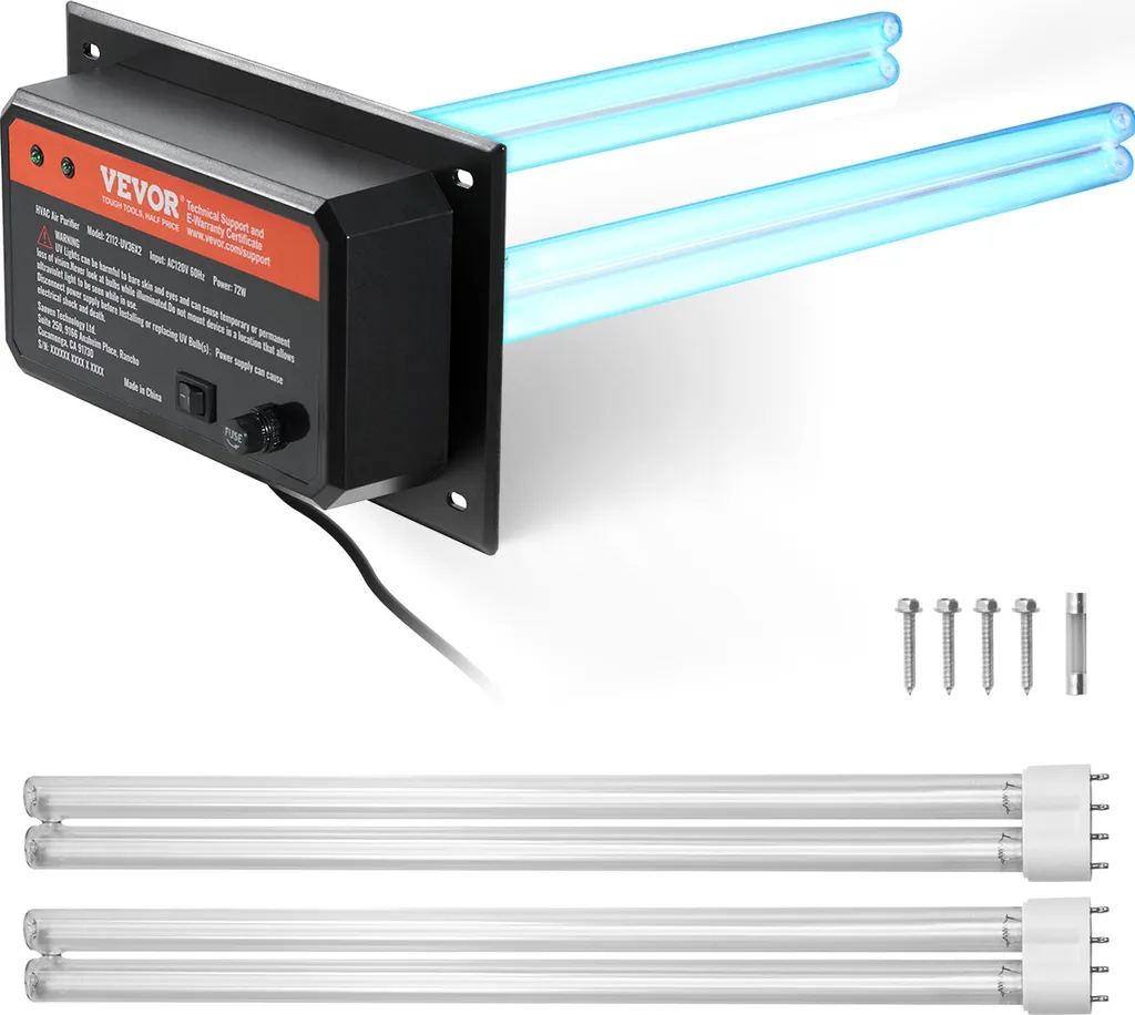 Éliminez les Impuretés de l'Air : Purificateur HVAC UV-C 72W de 258mm