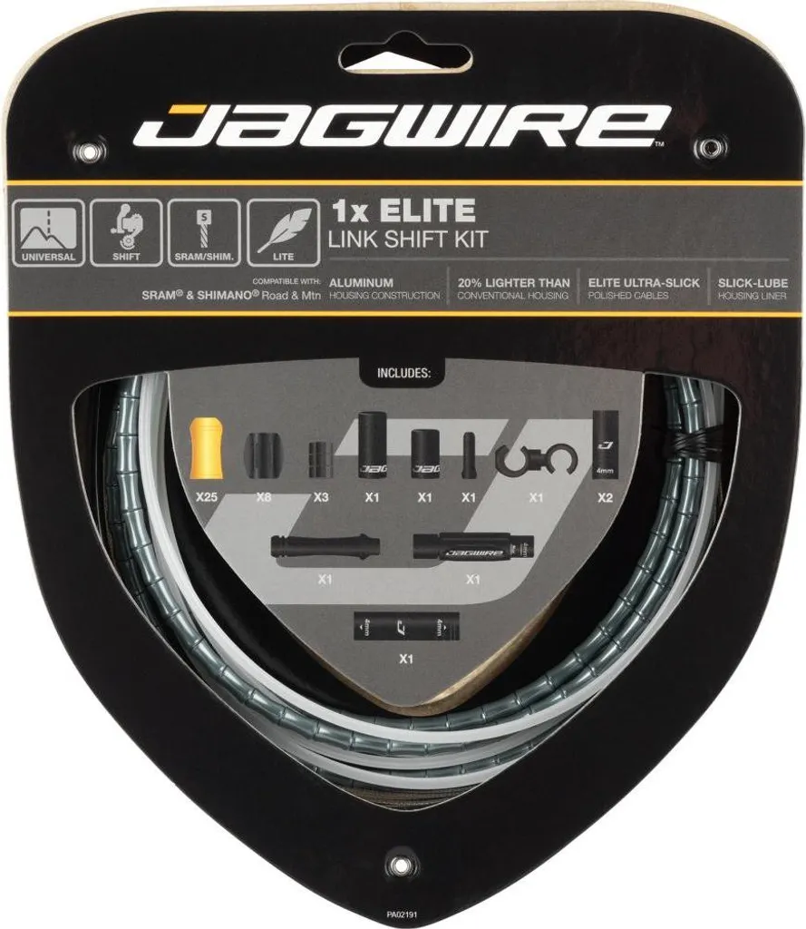 Câble de dérailleur Jagwire Elite 1x kit complet gris gaine et liners