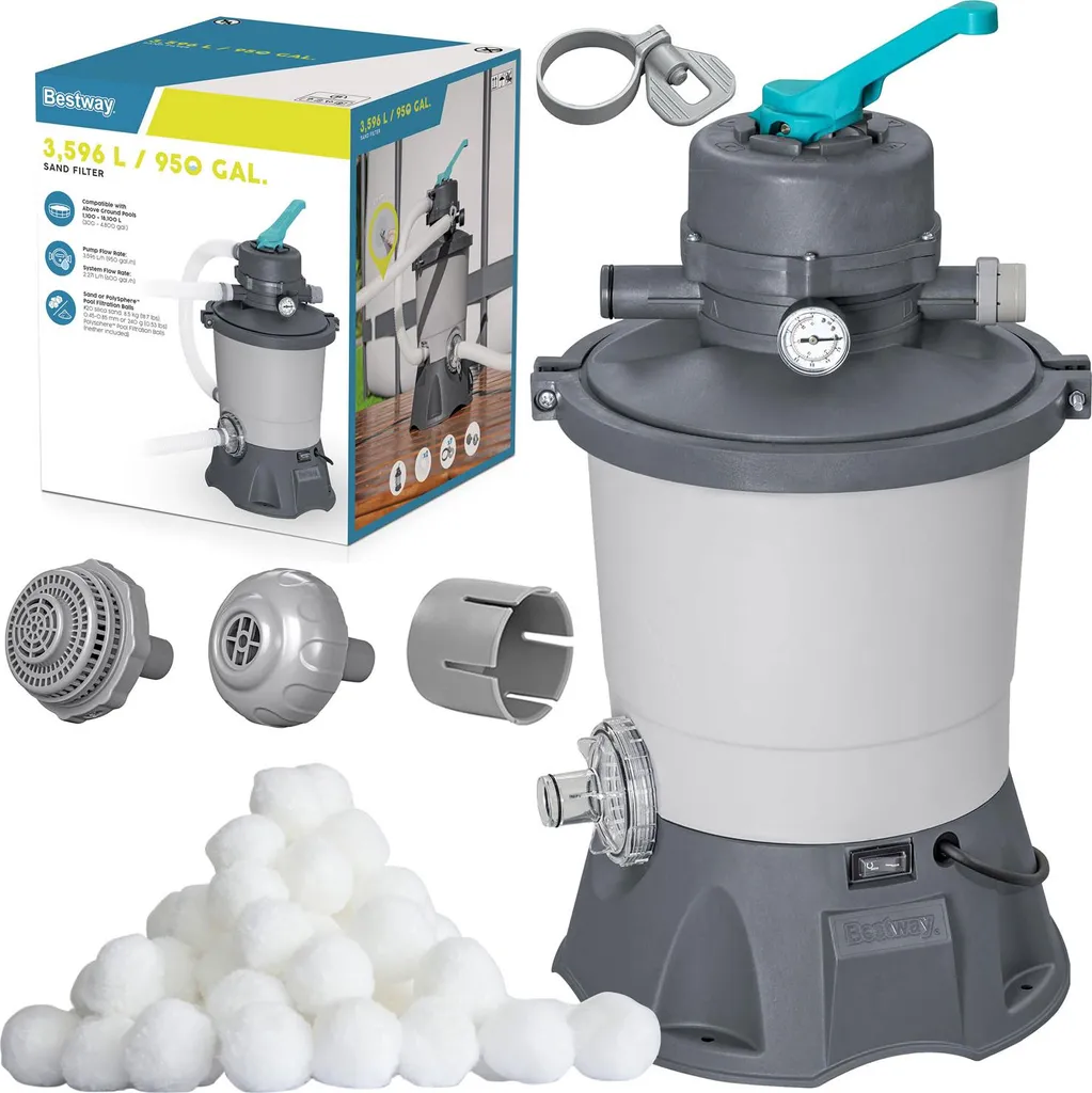 Bestway 58515 Pompa a Sabbia 3596 l/h Piscina con Sfere Filtranti