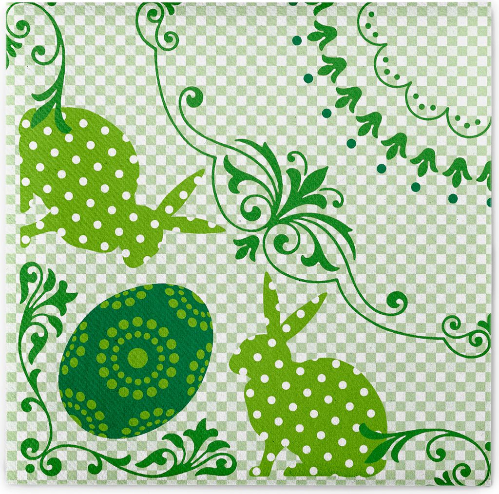 Sovie HOME Serviette Rabea in Grün aus Linclass Airlaid 40 x 40 cm, 12 Stück - Osterserviette Ostereier Osterdeko