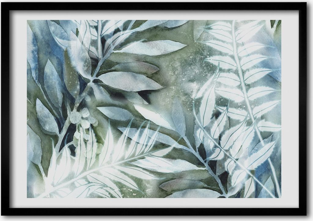 Bild - Bilderrahmen - 100 cm x 70 cm - MDF - Rahmen - Foto - Wandkunst Blätter
