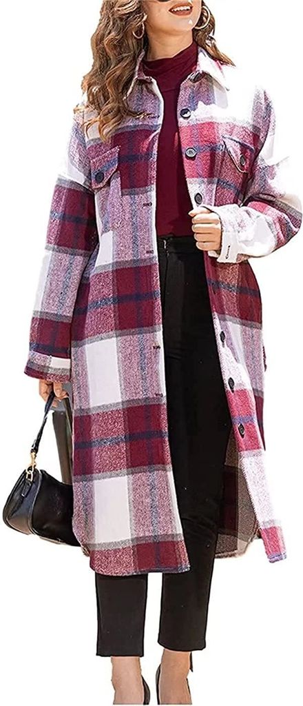 Damen Langarm Bluse Winter - Karierte Langarmshirts Aus Polyester