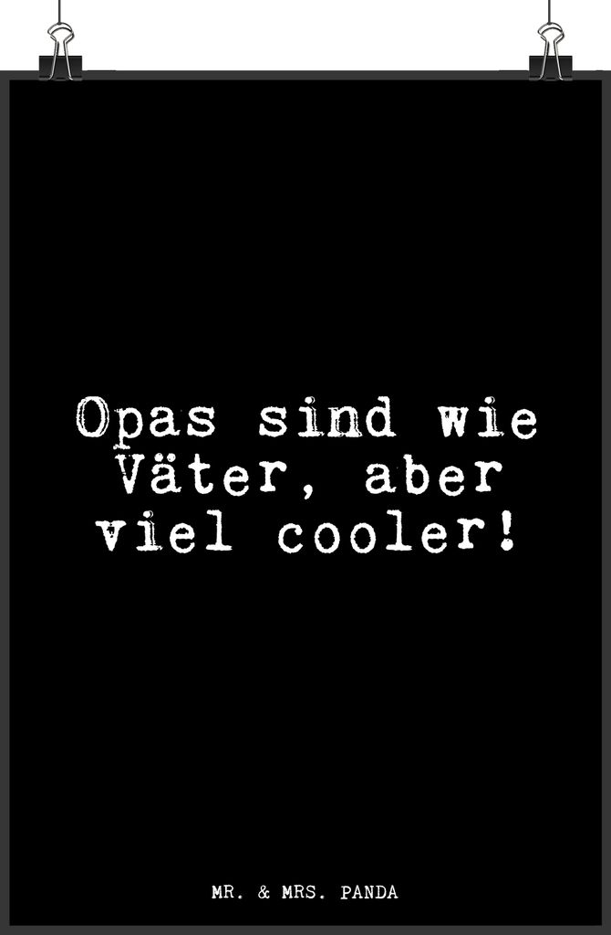 Mr. & Mrs. Panda Bild Opas sind wie Väter,... DIN A3 - Schwarz - Geschenk, drucke, Plakat, Deko, Opa, Großeltern, Vater, Papa, Posterdruck, wandd...