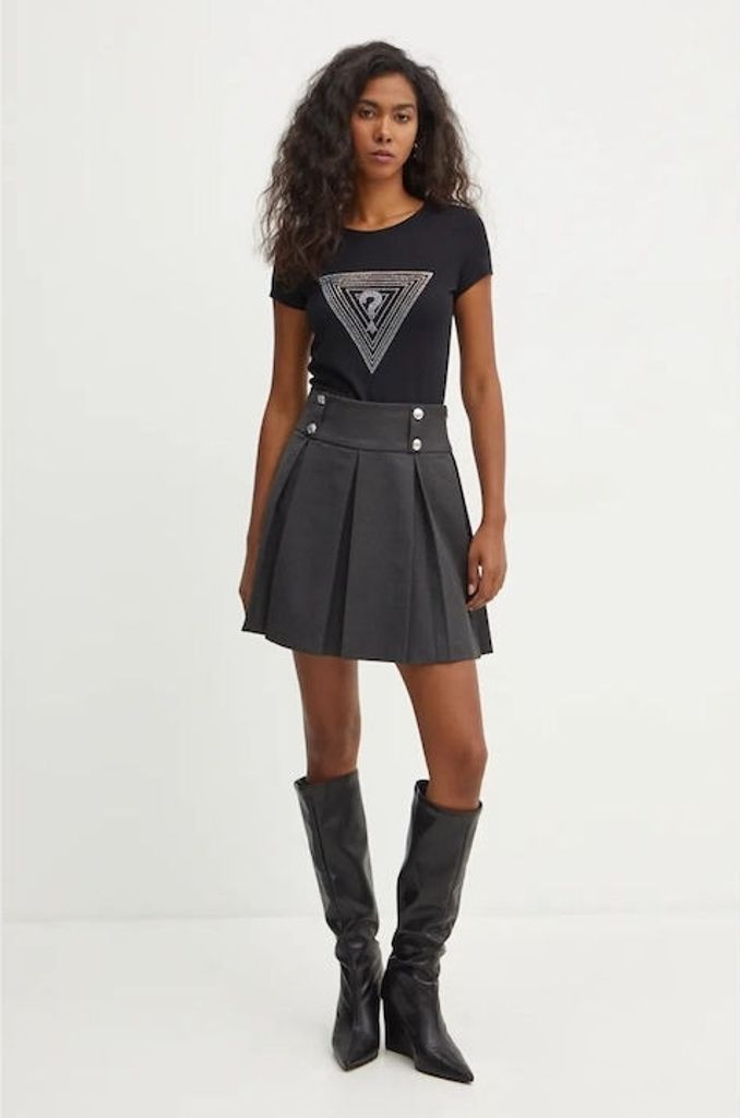 Schwarzes Damen-T-Shirt mit Strasssteinen Guess-XS