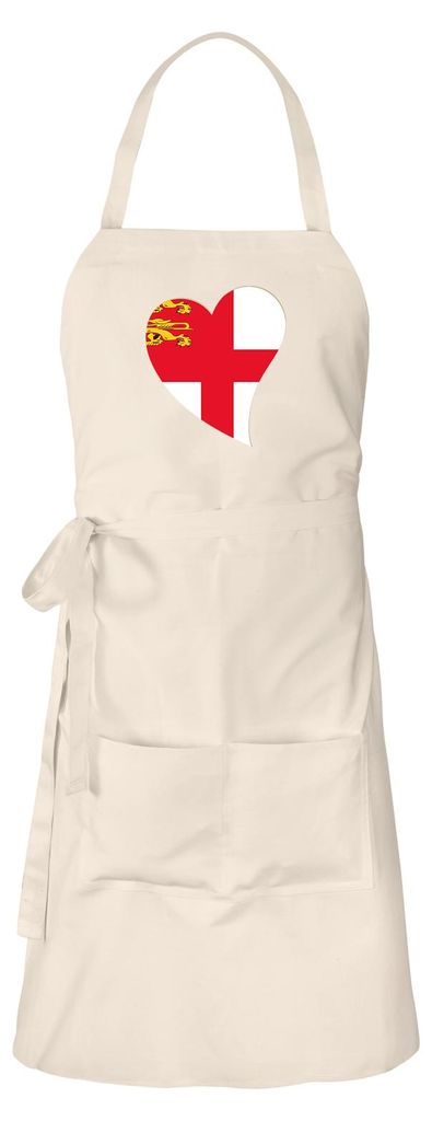 Huuraa Schürze Sark Flagge Herz Natur mit Taschen Baumwolle Kochschürze Geschenkidee