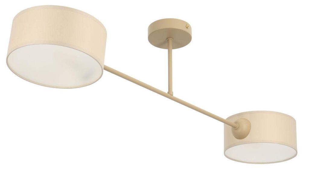 Deckenlampe Metall Stoff Beige Hellbeige E27 2-flammig Modern Deckenleuchte