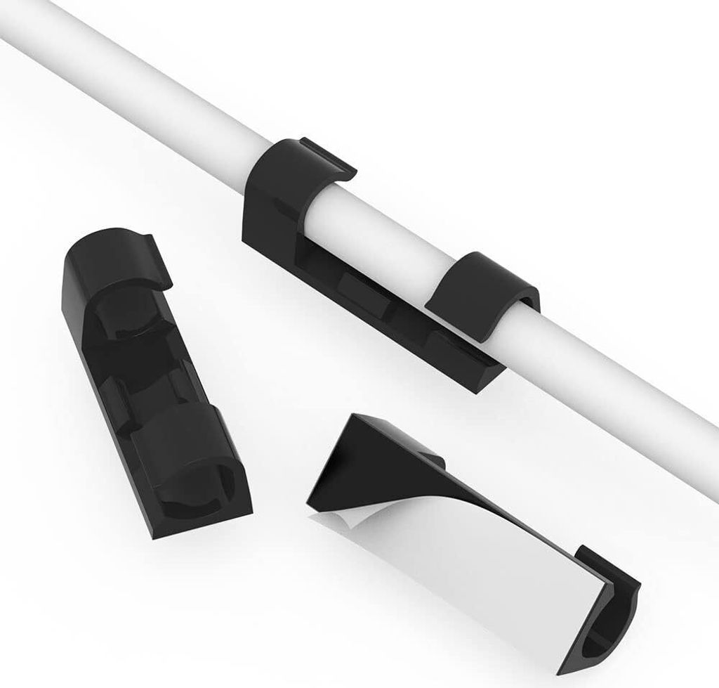 Kabelclips, 40 Stück Kabelhalter mit Starken Selbstklebend Pads Kabelklemme Selbstklebend Kabelmanagement für Haus Schreibtisch Büro USB Ladekab...