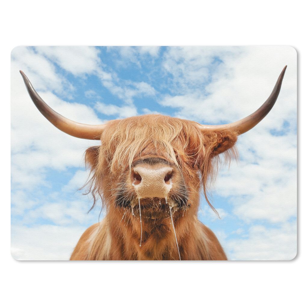 MuchoWow Mauspad Mousepad Schottischer Highlander - Wolke - Tiere 40x30 cm - Mousepads - Maus Mat - Pad - Mausunterlage - Anti Rutsch